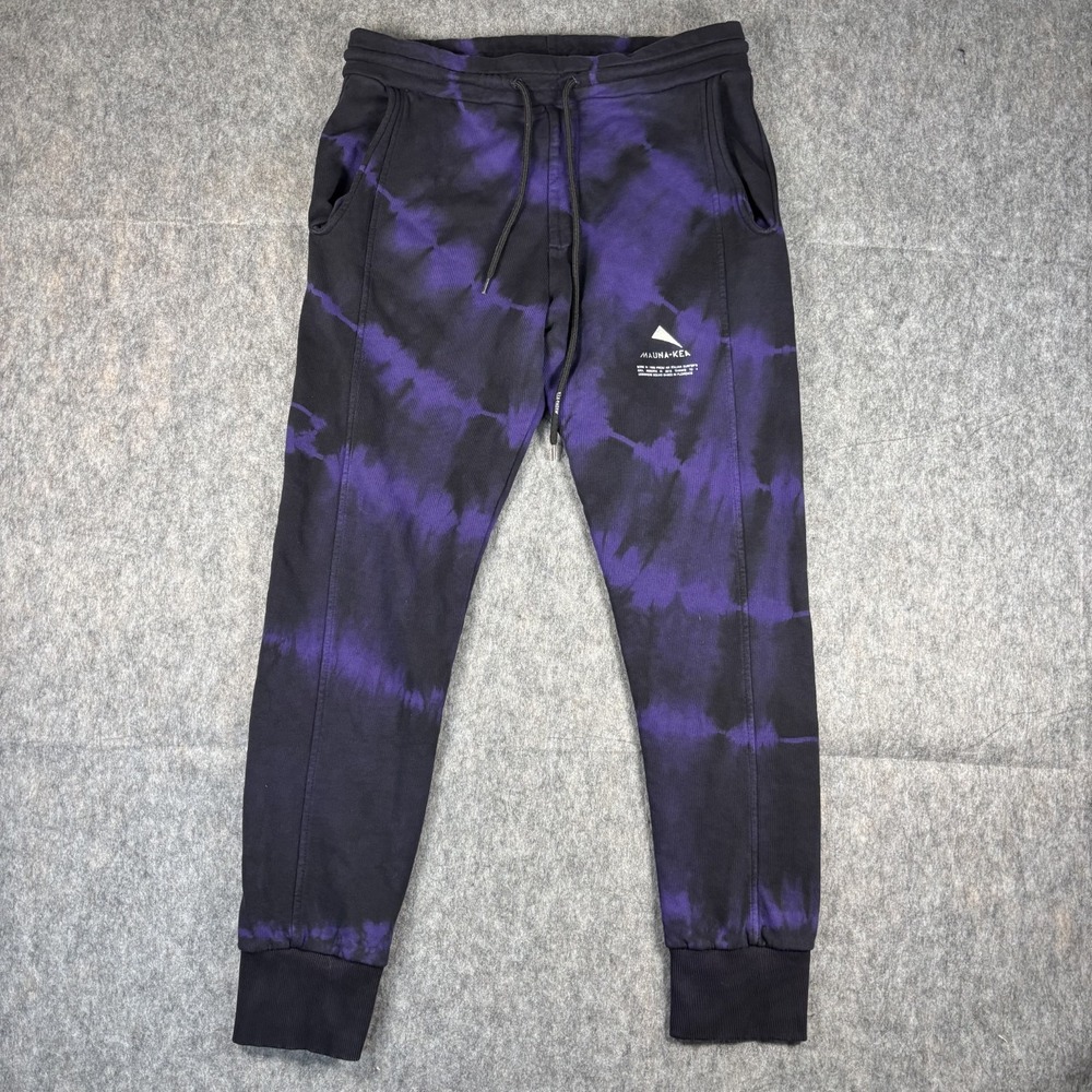Mauna Kea Sweatpant‎ Joggers Men's Medium Black Purple Tie Dye Italy Surf